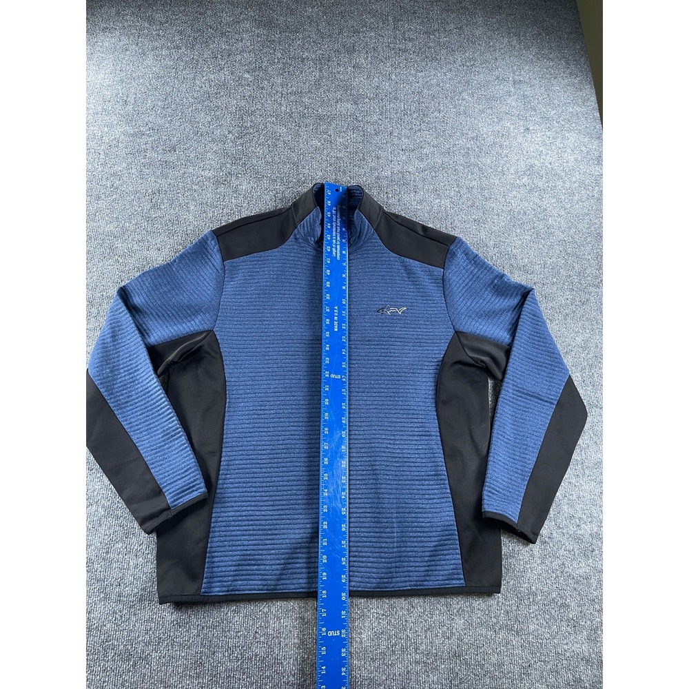 Greg Norman Attack Life Mens Blue Black Ribbed Quarter Zip Golf Pullover Large - Picture 2 of 5